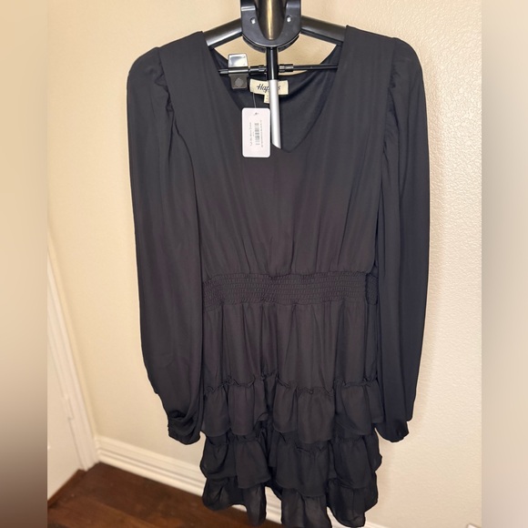 Haptics Dresses & Skirts - Haptics Long Sleeve Black Smocked Waist Ruffle Dress – Size 1X – NWT